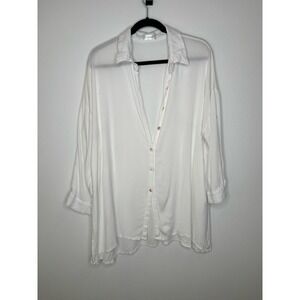 Gauzy white button down cover-up XL